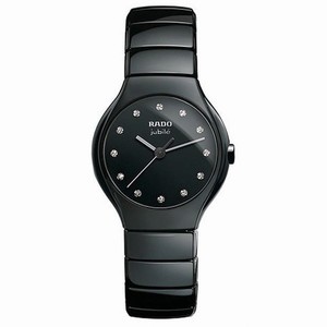 Rado True Quartz Diamonds Black Dial Black Ceramic Watch# R27655762 (Women Watch)