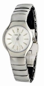Rado Quartz Platinum Ceramic Silver Dial Platinum Ceramic Band Watch #R27656102 (Women Watch)