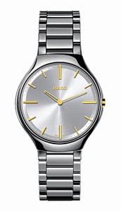 Rado True Thinline Quartz Platinum Tone Ceramic Watch# R27955112 (Men Watch)