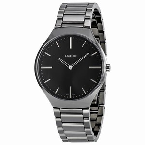 Rado True Thinline Quartz Platinum Tone Ceramic Watch# R27955152 (Men Watch)