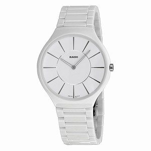 Rado True Thinline Quartz Analog White Ceramic Watch # R27957112 (Women Watch)