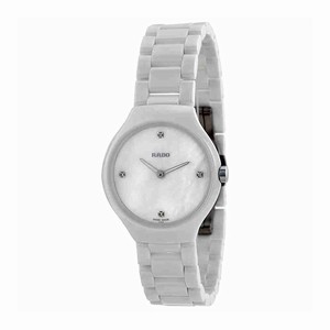 Rado White Mother Of Pearl Dial Fixed White Ceramic Band Watch #R27958902 (Women Watch)