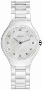 Rado True Thinline Quartz Mother of Pearl Dial White Ceramic Watch#R27958912 (Women Watch)