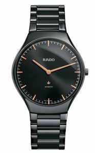 Rado True Thinline Automatic Black Dial Black Ceramic Watch# R27969172 (Men Watch)