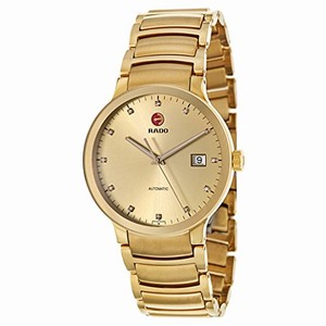 Rado Centrix Automatic Diamond Hour Markers Dial Date Gold Tone Stainless Steel Watch# R30279703 (Men Watch)