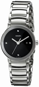 Rado Centrix Quartz Black Diamond Dial Date Stainless Steel Watch# R30928713 (Women Watch)