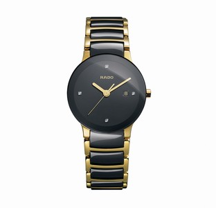 Rado Quartz Diamonds Black Dial Ceramic and Stainless Steel Watch #R30930712 (Women Watch)