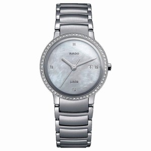 Rado Centrix Quartz Mother of Pearl Diamond Dial Date Diamond Bezel Stainless Steel Watch# R30936903 (Women Watch)