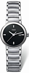 Rado Centrix Jubile Automatic Black Diamond Dial Date Stainless Steel Watch# R30940703 (Women Watch)