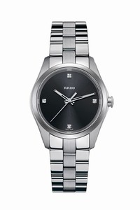 Rado Hyperchrome Quartz Diamond Black Dial Stainless Steel Watch# R32110723 (Women Watch)