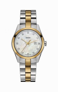 Rado Hyperchrome Quartz Mother of Pearl Diamond Hour Markers Dial Date Stainless Steel and Yellow Gold Ceramos Watch# R32975902 (Women Watch)