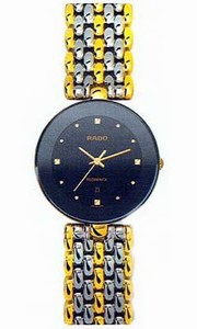 Rado Black Dial Two Tone Bracelet Band Watch #R48743153 (Men Watch)