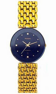 Rado Black Dial Yellow Plated Bracelet Band Watch #R48743154 (Men Watch)