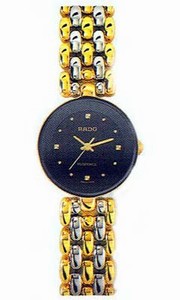 Rado Black Dial Two Tone Bracelet Band Watch #R48745154 (Women Watch)