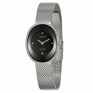 Rado Esenza Quartz Black Diamond Dial Diamond Bezel Stainless Steel Watch# R53763713 (Women Watch)
