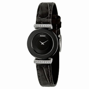 Rado Black Dial Leather Band Watch #R92380155 (Women Watch)
