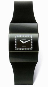 Rado Quartz Black Synthetic Diamond Black Dial Black Caoutchouc Band Watch #R96621709 (Men Watch)