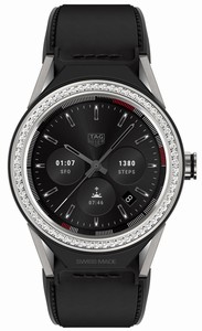 TAG Heuer Connected Modular 45 Smartwatch Diamonds Bezel Black Leather # SBF8A8011.11FT6079 (Men Watch)