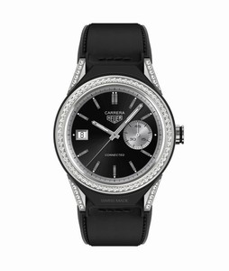 TAG Heuer Connected Modular 45 Smartwatch Diamond Bezel Black Leather # SBF8A8011.62FT6079 (Men Watch)