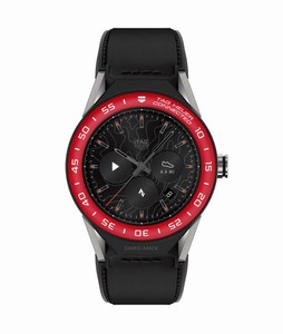 TAG Heuer Connected Modular 45 Smartwatch Red Aluminium Bezel Black Leather# SBF8A8015.11FT6079 (Men Watch)
