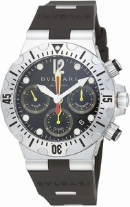 Bvlgari Automatic Chronograph Date Black Rubber Watch # SC40SVD (Men Watch)