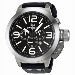 TW Steel Canteen Quartz Chronograph Date Black Leather Watch # STW4R (Men Watch)