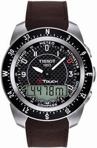 Tissot T-Touch Expert Quartz Analog Digital Brown Leather Strap Watch # T013.420.46.207.00 (Men watch)