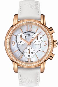 Tissot Quartz Chronograph Diamond Case White Leather Watch #T050.217.67.117.01 (Women Watch)