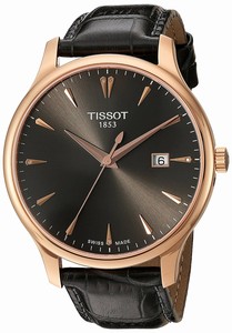 Tissot Quartz Analog Date Rose Gold PVD Case Leather Watch # T063.610.36.086.00 (Women Watch)