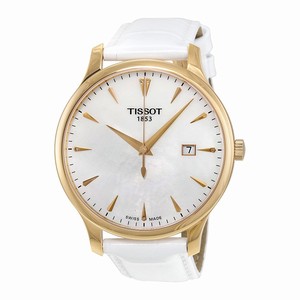 Tissot White Mother Of Pearl Dial Fixed Rose Gold-tone Band Watch #T063.610.36.116.01 (Men Watch)