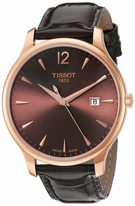 Tissot Brown Dial Rose Gold Band Watch #T063.610.36.297.00 (Women Watch)