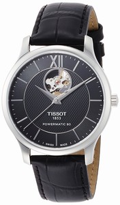 Tissot Powermatic 80 Black Open-Heart Dial Balck Leather Watch # T063.907.16.058.00 (Men Watch)