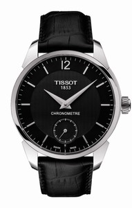 Tissot T-Complication Mechanical Hand Wind Chronometer Black Leather Watch# T070.406.16.057.00 (Men Watch)