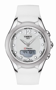 Tissot T-Touch Lady Solat Analog and Digital White Silicone Watch# T075.220.17.017.00 (Women Watch)