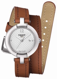Tissot T-Trend Pinky By Tissot Quartz Analog Date Double Wrap Brown Leather Watch# T084.210.16.017.04 (Women Watch)