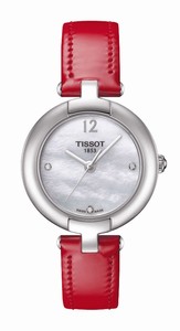 Tissot T-Trend Pinky By Tissot Quartz Mother of Pearl Diamond Dial Red Leather Watch# T084.210.16.116.00 (Women Watch)