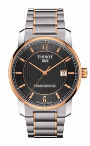 Tissot T-Classic Titanium Automatic Powermatic 80 Titanium with Rose Gold PVD Case and Bracelet Watch# T087.407.55.067.00 (Men Watch)