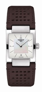 Tissot T-Trend T02 Quartz White Mother of Pearl Dial Date Brown Leather Watch# T090.310.16.111.00 (Women Watch)