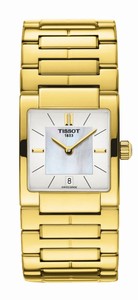 Tissot T-Trend T02 Quartz Mother of Pearl Dial Date Gold Tone Stainless Steel Watch# T090.310.33.111.00 (Women Watch)