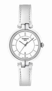 Tissot T-Trend Flamingo Quartz Analog Date White Leather Watch# T094.210.16.011.00 (Women Watch)