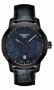 Tissot Quartz Black Mother of Pearl Dial Date Black Leather Watch # T095.410.36.127.00 (Men Watch)