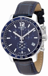 Tissot T-Sport Quickster Quartz Chronograph Date Blue Leather Watch# T095.417.16.047.00 (Men Watch)