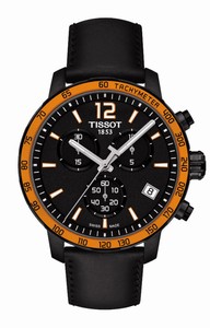 Tissot T-Sport Quickster Quartz Chronograph Date Black Leather Watch# T095.417.36.057.01 (Men Watch)