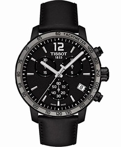 Tissot T-Sport Quickster Quartz Chronograph Date Black Leather Watch# T095.417.36.057.02 (Men Watch)