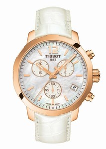 Tissot T-Sport Quickster Quartz Chronograph Date Mother of Pearl Dial White Leather Watch# T095.417.36.117.00 (Women Watch)