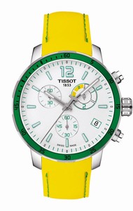 Tissot T-Sport Quickster Quartz Chronograph Date Yellow Silicone Football Edition Watch# T095.449.17.037.01 (Men Watch)