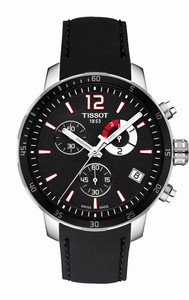 Tissot T-Sport Quickster Quartz Chronograph Date Black Silicone Football Edition Watch# T095.449.17.057.00 (Men Watch)