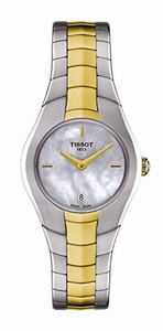 Tissot T-Trend T-Round Quartz Mother of Pearl Dial Date Two Tone Stainless Steel Watch# T096.009.22.111.00 (Women Watch)