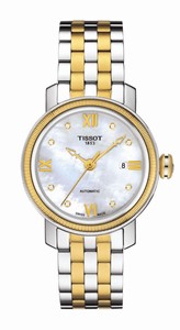 Tissot T-Classic Bridgeport Automatic Mother of Pearl Diamond Dial Date Two Tone Stainless Steel Watch# T097.007.22.116.00 (Women Watch)