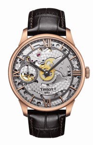 Tissot T-Classic Chemin Des Tourelles Squelette Mechanical Hand Wind Brown Leather Watch# T099.405.36.418.00 (Men Watch)